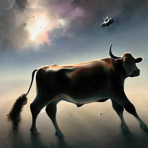 Prompt: cow in space by darek zabrocki