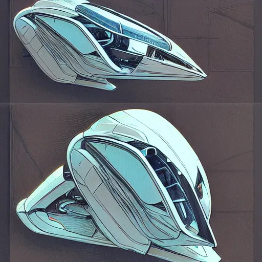 Prompt: coloured pencil of alien spaceship scifi tech hardsurface shape form exploration, artstation, colored marker, paper collage, syd mead, hr giger, concept art