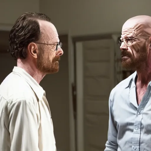 Image similar to walter white face to face with rick grimes