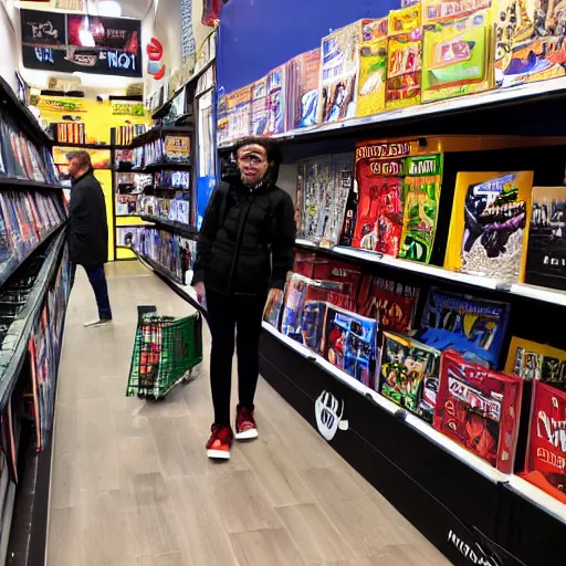 Image similar to Baldi shopping for video games in London.