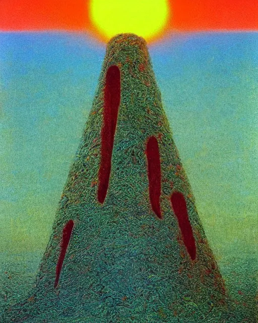 Prompt: surrealist pagan monument in the desert, strange surrealism, clean, in the style of surrealism by surrealistic beksinski dali, very bright colors