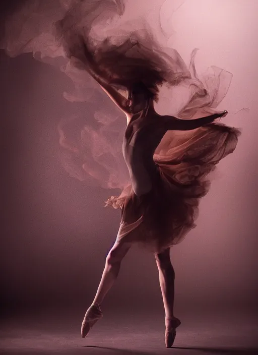 Image similar to a Photorealistic dramatic hyperrealistic render of a glamorous beautiful Female smoke dancer by Ken Brower and Deborah Ory of NYC Dance project,Lois Greenfield,Flowing cloth and smoke,Beautiful dynamic dramatic dark moody lighting,volumetric,shadows,cinematic atmosphere,Octane render,8K