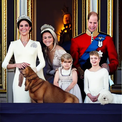 Prompt: royal family with dog faces