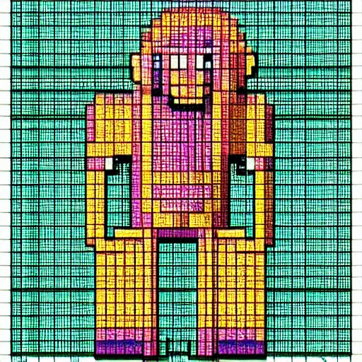 Prompt: a long - neck baboon in the style of 8 - bit game sprite wall art