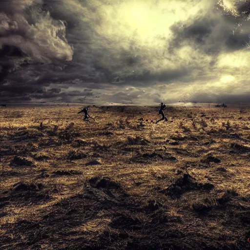 Prompt: war, pyrus victory, loner, battlefield scene, dramatic lighting, ultra hd, hdr, 8 k