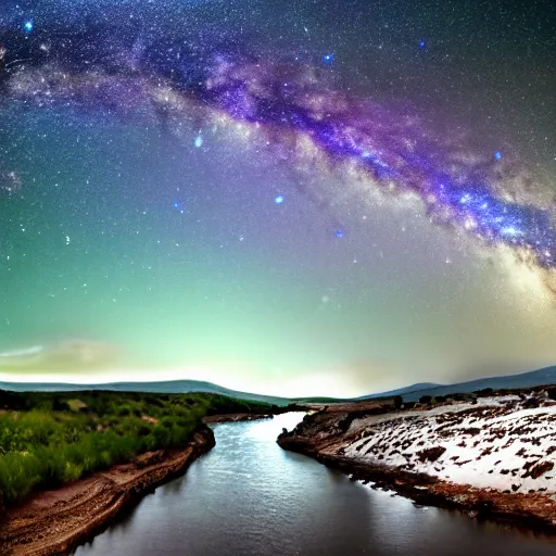 Prompt: A river merging into the Milky Way