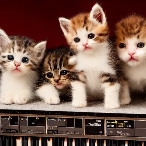 Image similar to an amazing award winning photo of kittens in concert, very detailed and sharp, 4k hdr, masterpiece