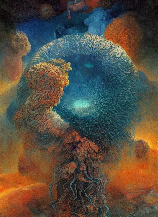 Image similar to abiogenesis, by ernst haeckel and agostino arrivabene and robert hooke and joaquin sorolla, rule of thirds, antediluvian, vivid colours, atmospheric, digital painting, artstation, concept art, smooth, soft focus, negative space, illustration, digital painting