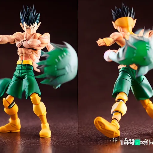 Image similar to gon freecss, hunter x hunter, actionfigure, product shoot, studio lighting