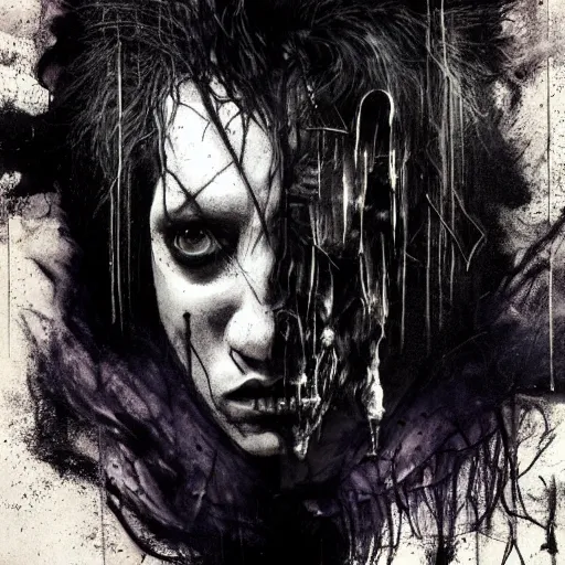 Image similar to gaunt ( the cure fan ) as dream from sandman, dim stars as eyes, by jeremy mann, by cedric peyravernay, by by russ mills, by richard avedon and ben templesmith, dramatic lightning, sadness, dark eye sockets, in the shadows, punk rock, gothic, high detailed, 8 k