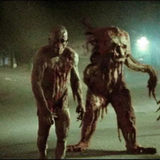 Prompt: walking blood scary creature in movie shots looks very real