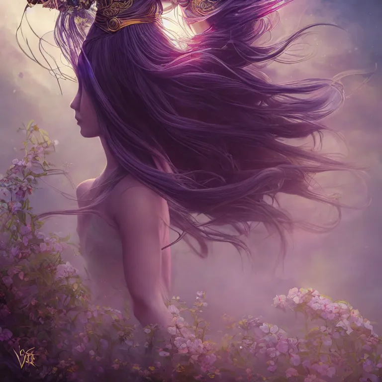 Prompt: beautiful cinematic fantasy poster, a beautiful vietnamese goddess wearing a long flowy ao yai with enbroidered flowers with flowing illuminated hair, beautiful glowing galaxy eyes, wideshot ultrawide angle epic scale, hybrid from The Elden Ring and art direction by Darius Zawadzki ;by artgerm; wayne reynolds art station; cinematic quality character render; low angle; ultra high quality model; production quality cinema model;