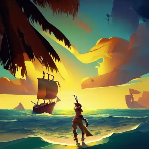 Image similar to painting treasure on sea of thieves game smooth median photoshop filter cutout vector, behance hd by jesper ejsing, by rhads, makoto shinkai and lois van baarle, ilya kuvshinov, rossdraws global illumination