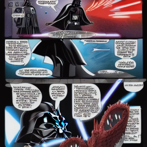 Prompt: a darth vader vs a dragon