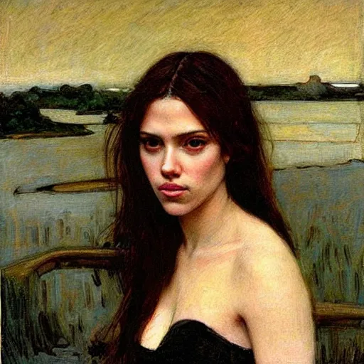 Prompt: “Scarlett Johansson portrait, John William Waterhouse”