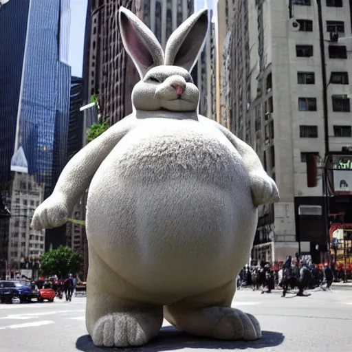 Prompt: big chungus in the middle of new york