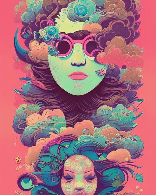 Image similar to flowery face tattoos, by petros afshar, ross tran, peter mohrbacher, tom whalen, underwater bubbly psychedelic clouds