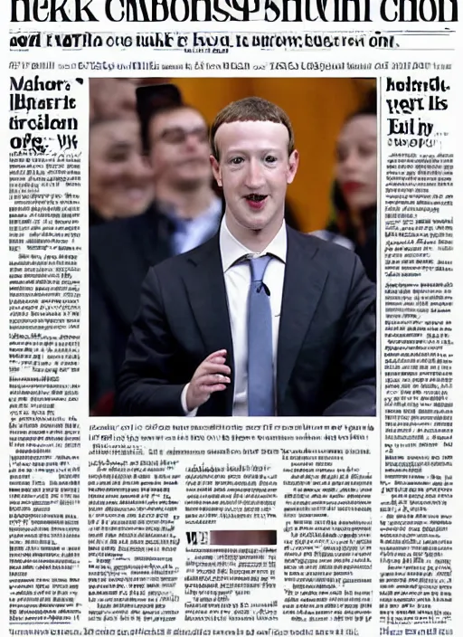 Image similar to breaking news mark zuckerberg is a robot, newspaper article