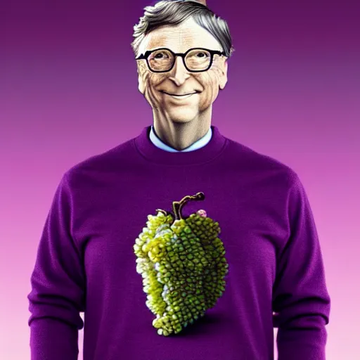 Prompt: bill gates fused into grape!, ( ( ( sweater ) ) ), hyperdetailed, artstation, cgsociety, 8 k