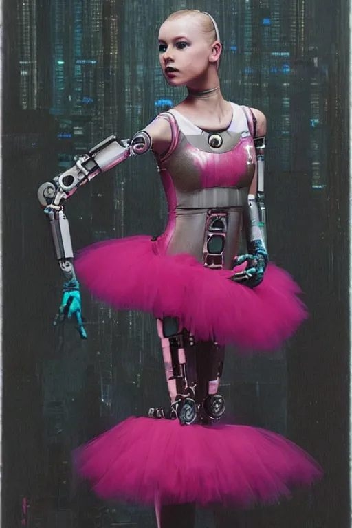 Image similar to cyberpunk beautiful girl, robotic body armour, ballet tutu by mark ryden