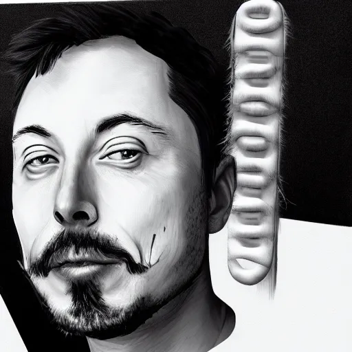 Image similar to elon elon with extra scratchy mcpatchy facial hair and a wispy fu manchu, photorealistic digital painting
