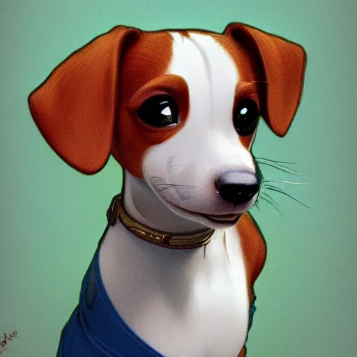 Image similar to jack russel terrier surprised, pixar style, concept art, trending on artstation, childrens illustrated storybook, by norman rockwell and alphonse mucha and cory loftis