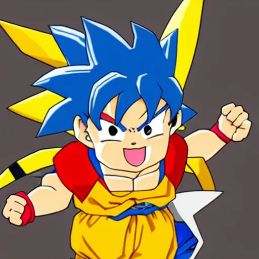 Image similar to goku merged with pikachu, 8 k