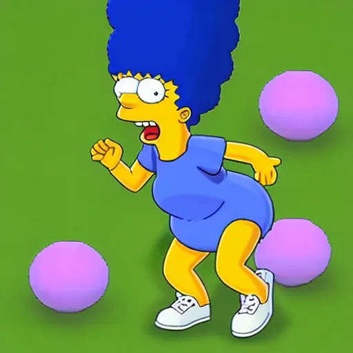 Prompt: lisa simpson morphed into a marge simpson in sims