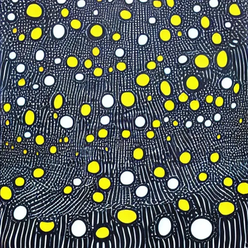 Image similar to nightmare city by yayoi kusama