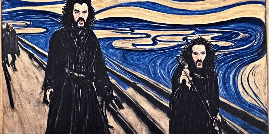 Image similar to john snow in the the scream painting