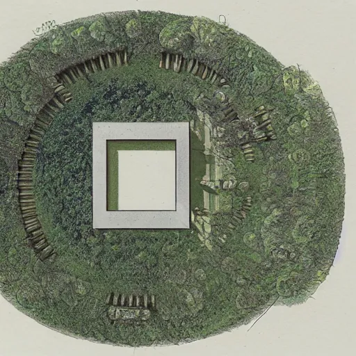 Prompt: an architectural plan of a labyrinth with 4 entrances of the forestal crisis, 1 : 1 0 0 scale