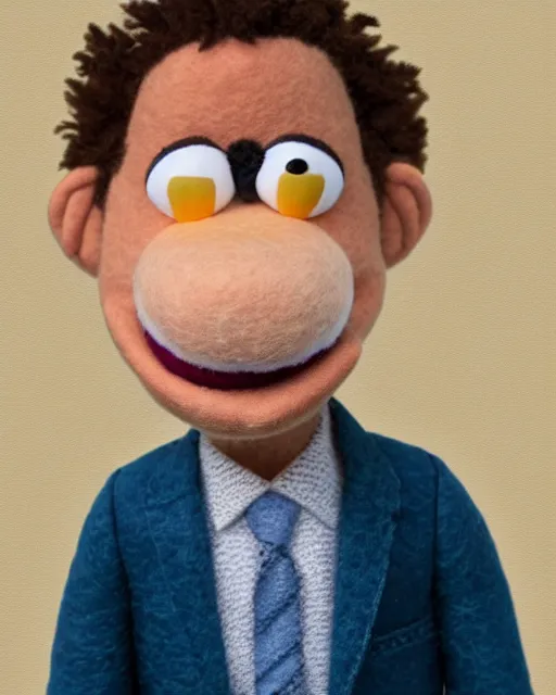 Image similar to adin ross as a muppet. highly detailed felt. hyper real photo. 4 k.