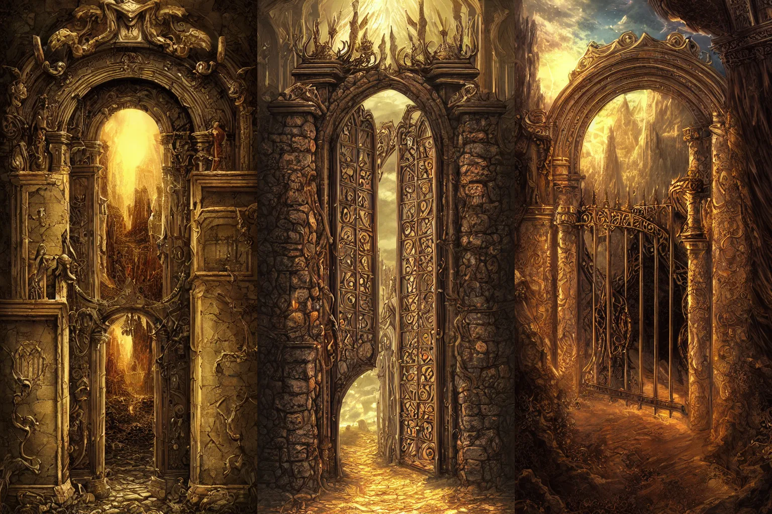 Prompt: the gate to the eternal kingdom of renaissance, fantasy, digital art, hd, detailed.