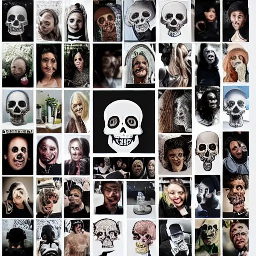 Image similar to whatsapp and instagram messages collage in the shape of a skull