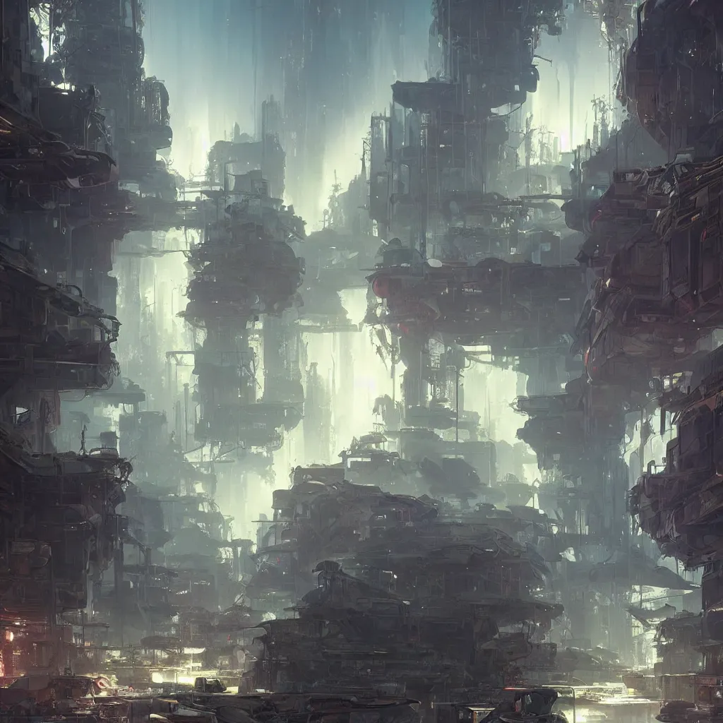 Image similar to an abandoned city soft lighting, sun light rays, wadim kashin, stephan martiniere,