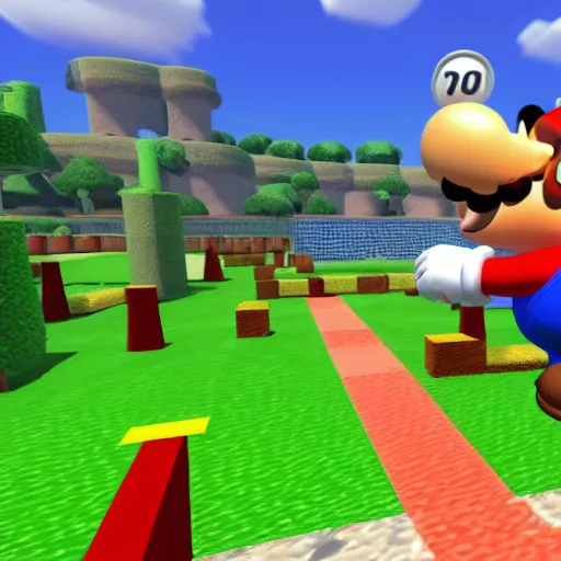 Prompt: mario 64 on unreal engine 5