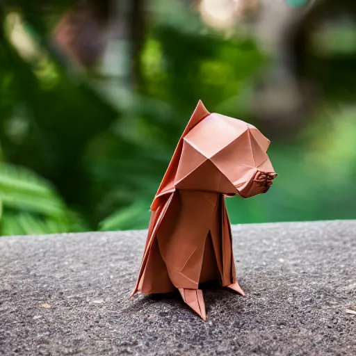 Image similar to a capibara made from origami, photography 4k, f1.8 anamorphic, bokeh, 4k, Canon, Nikon