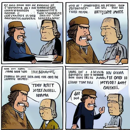 Prompt: dan benioff and george rr a martin cartoon strip