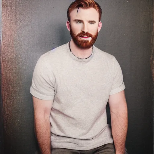 Prompt: studio portrait of chris evans