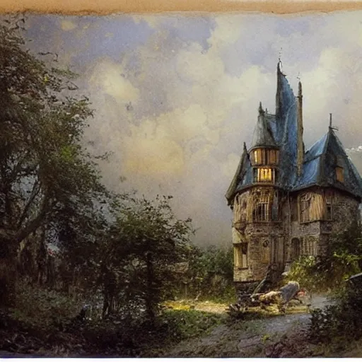 Image similar to Jean-Baptiste Monge !!!!!!!!!!!!!!!!!!!!!!!!!!!!!!!!!!!!!!!! painting (((((((Gothic revival castle gatehouse))))))) by Jean-Baptiste Monge !!!!!!!!!!!!!!!!!!!!!!!!!!!!!!!!!!!!!!!! ((((((((((((((((((gauche sketch))))))))))))))))))