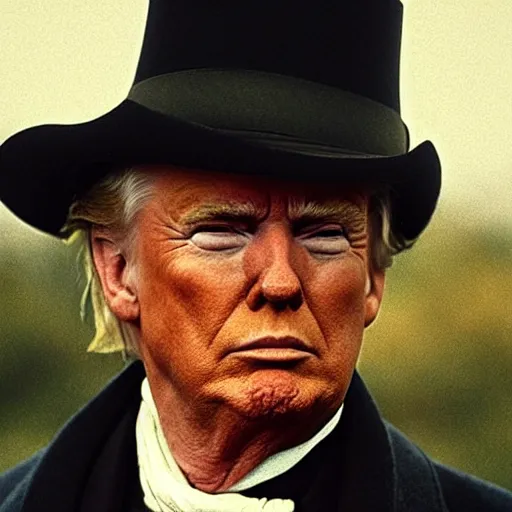 Image similar to an 1 8 0 0 s photo of donald trump playing the role of clint eastwood, squinting at high noon, in the style of a clint eastwood movie, the good, the bad and the ugly, clint eastwood, vibe, donald trump, glory days, mount rushmore, justice, american flag, independence, patriotism, apple pie, black and white, artgerm