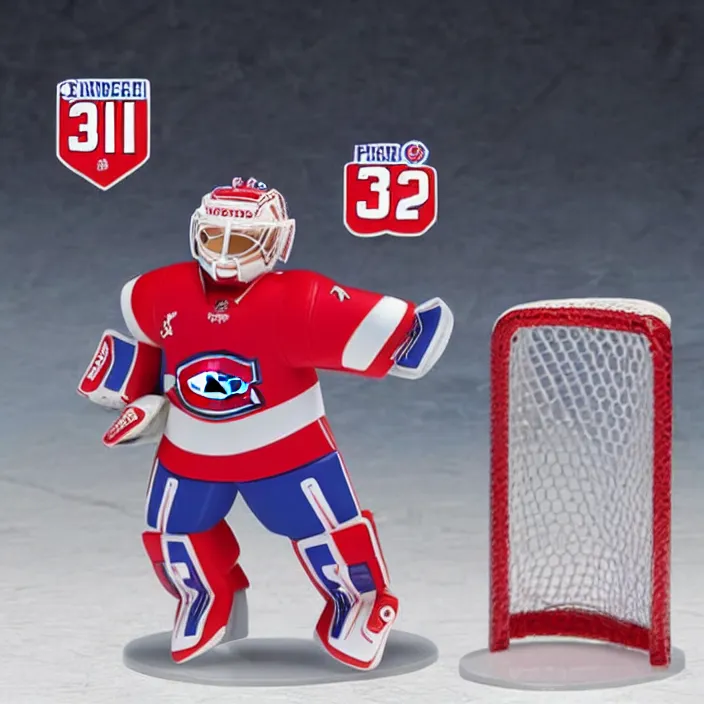 Image similar to Carey Price Goaltender, An anime Nendoroid of Carey Price, goalie Carey Price, number 31!!!!!, full ice hockey goalie gear, Montreal Habs Canadiens figurine, detailed product photo