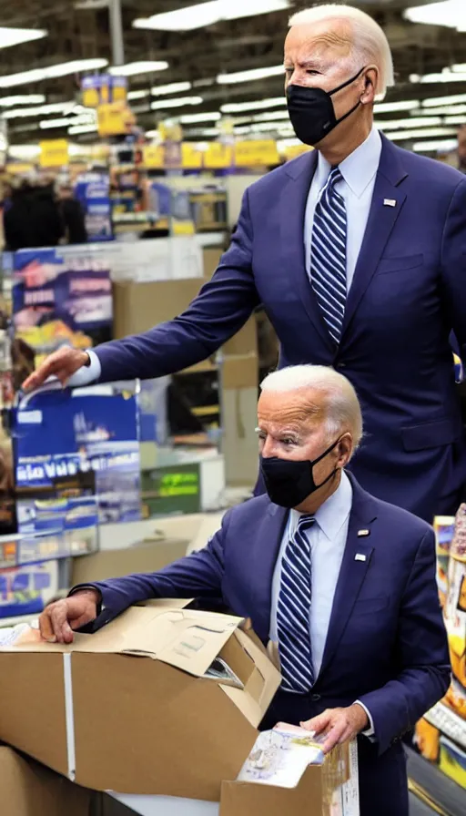 Image similar to joe biden working at walmart, cinema still