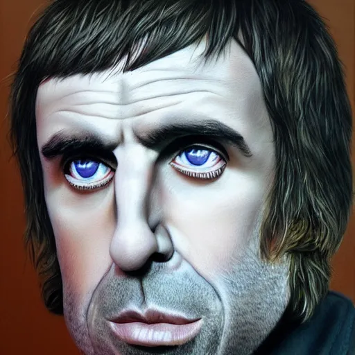 Image similar to Caricature portraits done of Liam Gallagher, realistic, hyperrealistic, very realistic, highly detailed, very detailed, extremely detailed, detailed, oil painting, digital art, trending on artstation