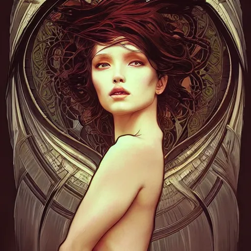 Image similar to A portrait of A beautiful!!!! angel in black flames by Ross Tran!! and alphonse mucha and greg rutkowski and Zdzisław Beksiński!!,In style of digital art illustration.Symmetry.Highly detailed face.Fantasy,smooth,hyper detailed,sharp focus,Soft light.trending on artstation.4k