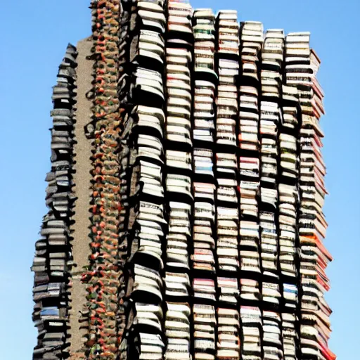 Image similar to a building made of books