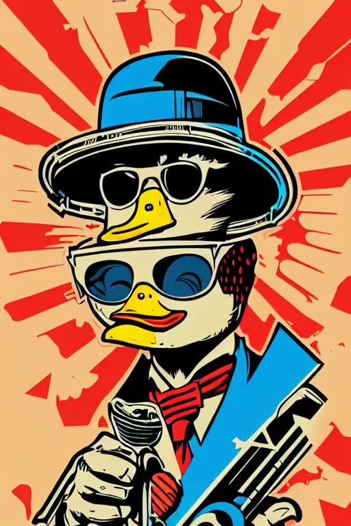 Image similar to duck 7 6 retro futurist illustration art by butcher billy, sticker, colorful, illustration, highly detailed, simple, smooth and clean vector curves, no jagged lines, vector art, smooth andy warhol style