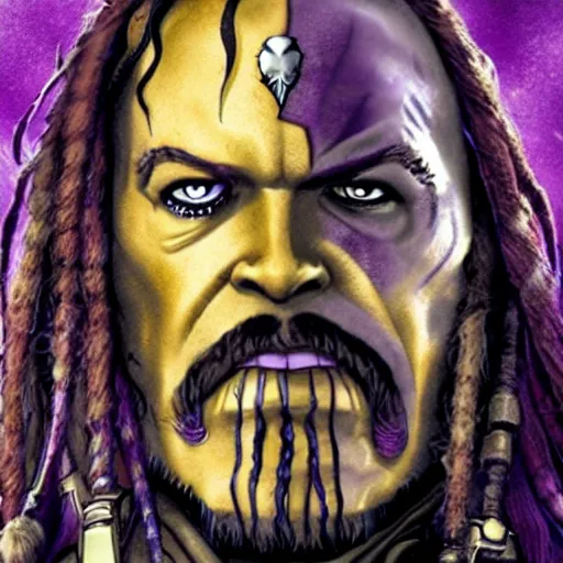 Image similar to thanos as jack sparrow, highly detailed