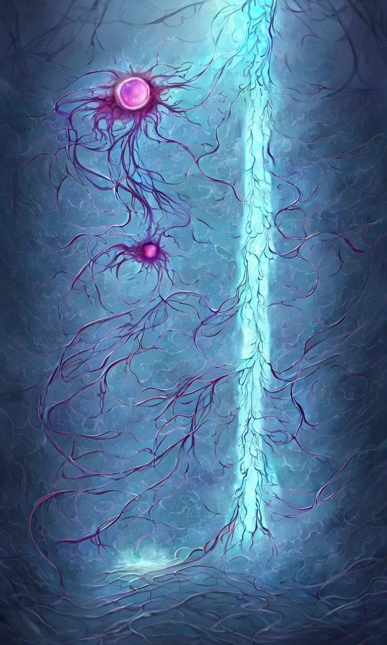 Image similar to internal lymphocyte virion rawandrendered synaptic fractality transmission embryonic umbilical child figure glial neurons cyberpunk nerve cells microscopic hyphae by wojtekfus facey rossdraws. neuronal iridescent megacity neuron synapse by beksinski. # imaginativerealism