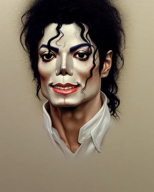 Prompt: Portrait of Michael Jackson but he is white, real life skin, intricate, elegant, highly detailed, artstation, concept art, smooth, sharp focus, art by artgerm and greg rutkowski and alphonse mucha